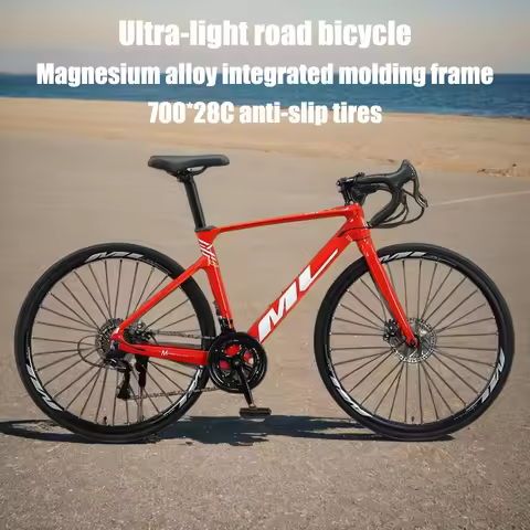 700*28C Bend-handled road bicycle Magnesium alloy lightweight Road Racing Bike 16-speed mechanical d