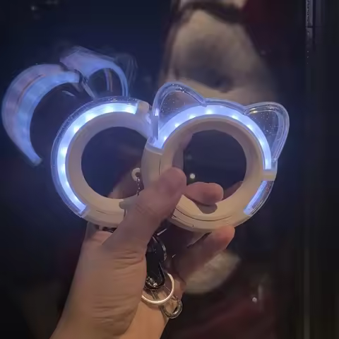 Kpop Idol ITZY Mini Light Ring Keychains Cat Ears Lightstick Keyring