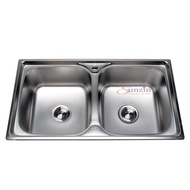 Bồn rửa chén 2 hộc kích thước 78cm x 43cm chất liệu inox