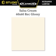 Salsa Cream 60x60 Rec Glossy PLATINUM Keramik Lantai Licin Motif Polos Warna Krem