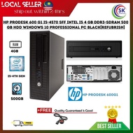 HP ProDesk 600 G1 i5-4570 SFF Intel i5 8GB RAM 256GBSSD+500 GB HDD Windows 10 Professional PC Black[