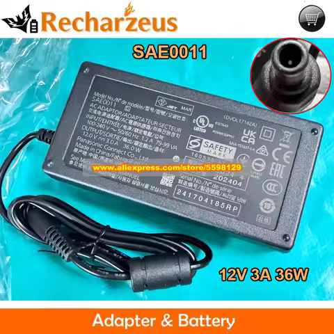 SAE0011 AC Adapter 12V 3A AG-BRD50MC Charger for UX180 UX90 FC100 DVX200 PV100 MDH3 UPX360 X2 X20 PX