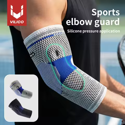 1Pcs Elbow Pads Silicone Compression Elbow Protection Sports Injuries 3D Knit Adjustable Elbow Suppo