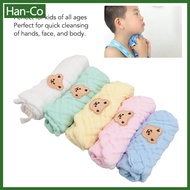 Han-Co ผ้าขนหนูเช็ดหน้าเด็กผ้าฝ้าย,5ชิ้นผ้าขนหนูเช็ดมือเช็ดน้ำลายเช็ดมือเป็นมิตรกับผิวดูดซับได้ดีใช้ซ้ำได้