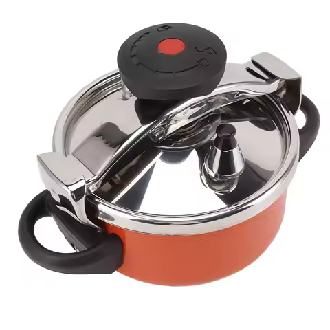 2L Pressure Cooker Stainless Steel Mini Pressure Cooker Canner Double Bottom Pressure Cooker for Gas
