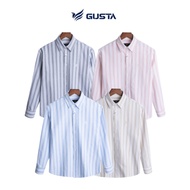High-quality regular Oxford shirt with G-shaped collar and basic striped pattern - SM59