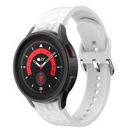 全城熱賣 - 適用於三星 Galaxy Watch 5 / Watch 5 Pro 菱形紋硅膠錶帶（白色）