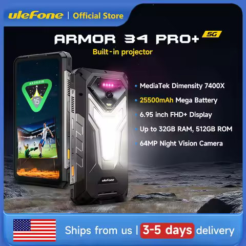 Ulefone Armor 34 Pro Plus 5G AI Rugged Phone 6.95" 25500mAh 32GB+512GB Built-in Projector 120Hz NFC 