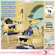 High Chair for Baby Feeding with Adjustable Tray Foldable Baby Chair with Wheels 6 - 36 Months