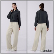 [ANDAR] textured sweat wide pants (short length) Women Clothes korea style Work out clothes Andar Yo