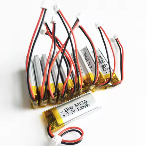 10 PCS 3.7V 150mAh Lithium Polymer LiPo Rechargeable Battery 501230 JST 1.25mm connector For Mp3 GPS