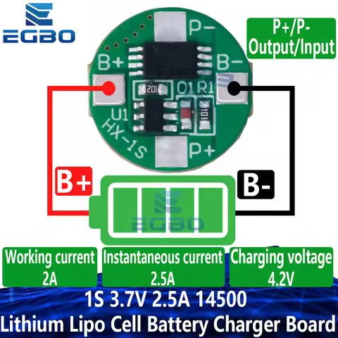1~10PCS 1S 3.7V 2.5A 14500 Lithium Lipo Cell Battery Charger Board Li-ion Battery Charging PCB BMS P