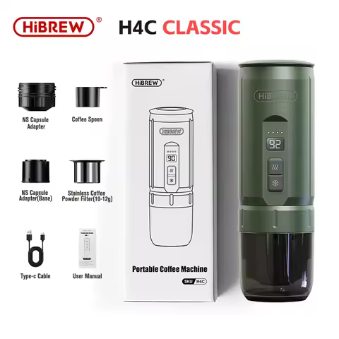 HiBREW Portable Espresso Coffee Machine for Car & Home Camping Coffee Maker Fit Nespresso Dolce Caps