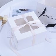 [Clearance Stocks] 6-9 Inch (REFER ACTUAL SIZE IN "cm") White Window Cheese / Cake Box With Inner Tray [Kotak Kek]