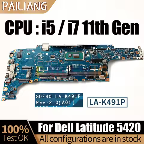 LA-K491P For Dell Latitude 5420 Notebook Mainboard i5-1145G7 i7-1165G7 0M51J7 01M3M4 0HC01N Laptop M