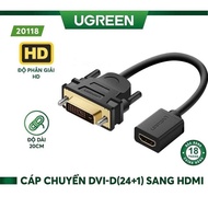 Ugreen DVI 24+1 to HDMI cable Ugreen 20118, 20cm long, black, connects from computer card to HDMI sc
