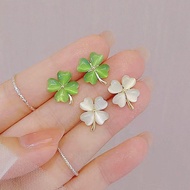Better_Life Clover Cat's Eye Stone Earrings Female New Tide Small Delicate Earrings C9e5