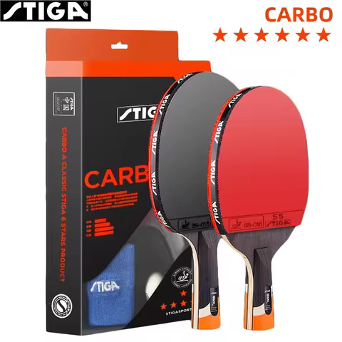 STIGA CARBO 6 Star Table Tennis Racket 5 Wood + 2 Carbon Ping Pong Paddle for Advanced Fast Attack N