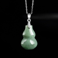 TIMESWIND With Certificate Lucky Natural Jade Green Gourd S925 Silver Women Necklace Y1N