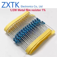 50PCS Metal film resistor 1% 1/2W 1K-910K 1M-22M 1.5K 2K 3K 5K 10K 15K 36K 75K 220K 240K 300K 390K 4