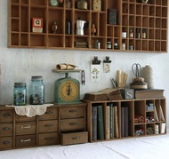 筆筆收納盒 復古格子書架 多向擺放置物架 分類桌面收納