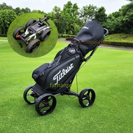 NEW Golf Trolley Foldable Compact Adjustable Umbrella Holder with 4 Wheels Brake Golf Push Pull Cart