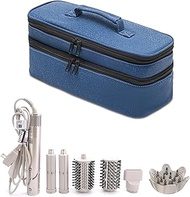 GREENESTA Travel Carrying Long Case Compatible with Shark Flex Style/Dyson Airwrap Styler and Attachments, Hair Dryer Storage Bag, PU Blue, Travel