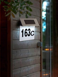 1入組太陽能防水led房屋號碼牌不鏽鋼戶外壁燈,適用於庭院,景觀,花園裝飾