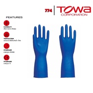 ถุงมือกันสารเคมี TOWA สีน้ำเงิน รุ่น 774 PVC อย่างดี นุ่มสวมใส่สบาย