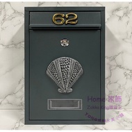 [Grocery King] Handmade Boutique Brushed Silver Shell Letter Box With House Number/Letter 5 Colors O