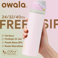 [100% ORIGINAL] Owala FreeSip tumbler 24oz/32oz Insulated Stainless Steel Water Bottle-Candy Coated