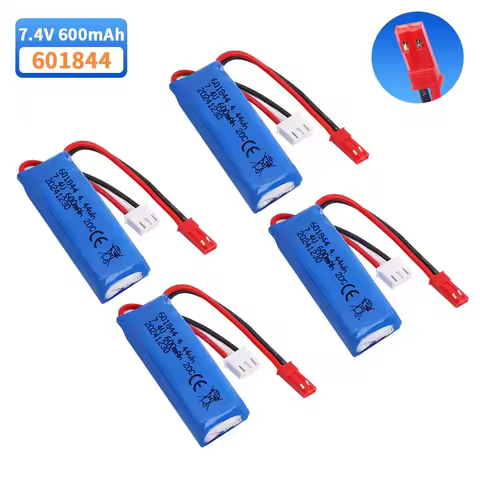 7.4V 600mAh 601844 Lipo Battery for WLtoys K969 K979 K989 K999 P929 P939 RC Car Spare Parts 2s 7.4V 