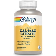 SOLARAY Cal-Mag Citrate 2:1 with D-3 & K-2 Capsules 180 Count