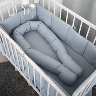 藍色橢圓形亞麻（麻）保險槓 - 嬰兒床保險槓 - 蛇形保險槓