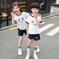 Children Short-Sleeved Suit Summer Boys Girls Brothers Sisters Tsinghua North Big Sisters Clothing K