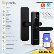 【Local Stock】5 In 1 Tuya WiFi Smart Door Lock with Doorbell APP Remote Unlock Digital Lock Fingerpri