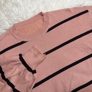 YAN@YAN CROP TOP BATWING STRIPE KNITWEAR-618 616