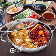 32cm 2 Compartment Hot Pot with Glass Lid Can Be Used for Induction Cookers