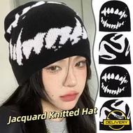 [3-5 Days Arrive]Trendy American Jacquard Hip Hop Beanie, Avant-Garde Knitted Hat Adjustable for Col