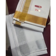 INDIAN TRADITIONAL VESHTI 8 X4  (COOL COTTON WITH GOLD BORDER )