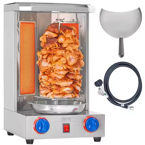 SucceBuy Shawarma Grill Machine13 lbs Chicken Shawarma Cooker Gas Vertical Broiler Gyro Rotisserie O