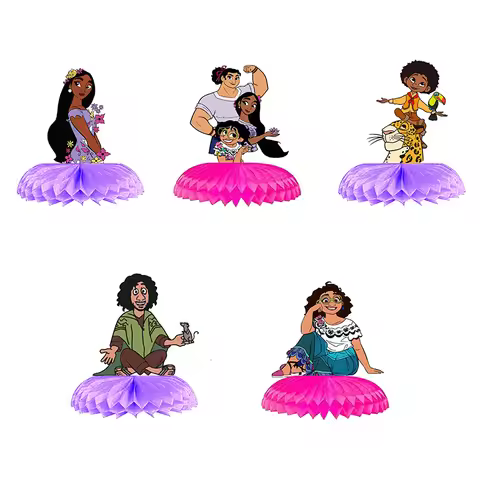 5pcs Encanto theme Honeycomb Ball Party Desktop Decorate Birthday Cards gift Centerpieces Ornaments 