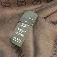 全新專櫃正品 Gucci 緹花織紋 咖啡色圍巾 披肩  義大利製 Gucci 緹花織紋 咖啡色圍巾   義大利製