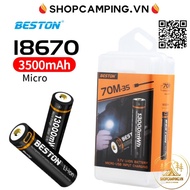 Pin sạc BESTON 18670 3500mAh 70M-35 có mạch bảo vệ tích hợp cổng sạc li-ion 3.7v