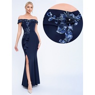 Embroidered Gauze Sequin Long Skirt Dress for Banquets