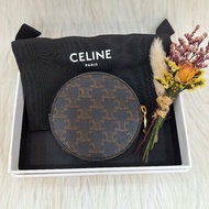 CELINE 10D222 TRIOMPHE 老花凱旋門 拉鍊 圓形零錢包 COIN PURSE