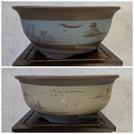 Ready stock 🇲🇾Purple Clay Ceramic Bonsai Pot Pasu Bonsai round Chinese style 富贵花花盆陶瓷花盆大号紫砂花盆兰花花盆多肉花盆