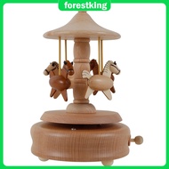 Carousel Music Box Retro Wooden Carousel Music Box Handmade Carousel Horse Music Box Beech Wood Rota
