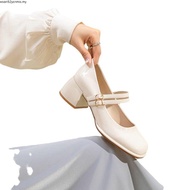 Fashion INS Style Soft Leather 1.97 Inches Square Head Mary Jane High Heels (Size 35-42)