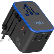 Ceptics Universal Travel Adapter, 45W International Power Adapter with PD & QC 3.0 Dual USB-C, 3 USB